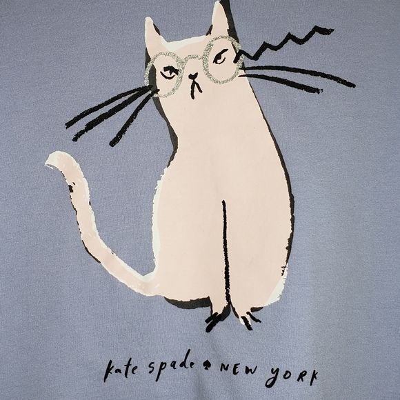 Kate Spade Girls Size 10 Pastel Purple Lavender Cat Ruffle Sweatshirt Top - Picture 2 of 4